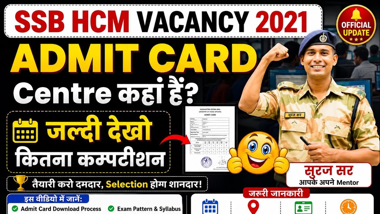 Admit Card Out😳SSB HCM 2021 Written Exam Date Out | Head Constable Ministerial Admit Card