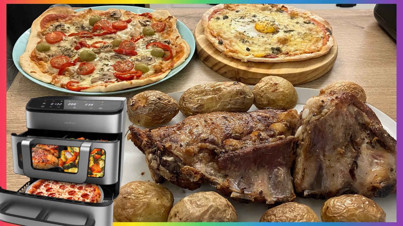 😍 Pizza, costilla de cerdo y patatas en CECOFRY FOODCOURT 18000 4PIZZA #cecotec #pizza 