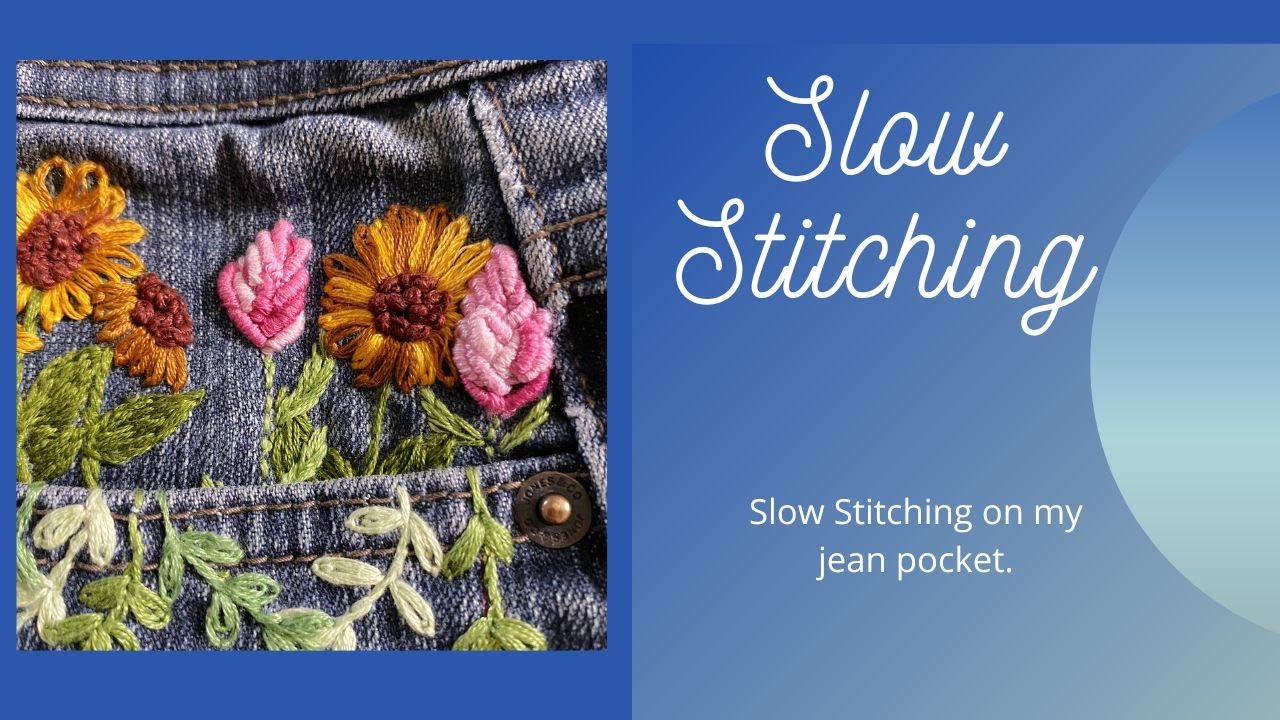 Slow Stitching on the Pocket of Jeans