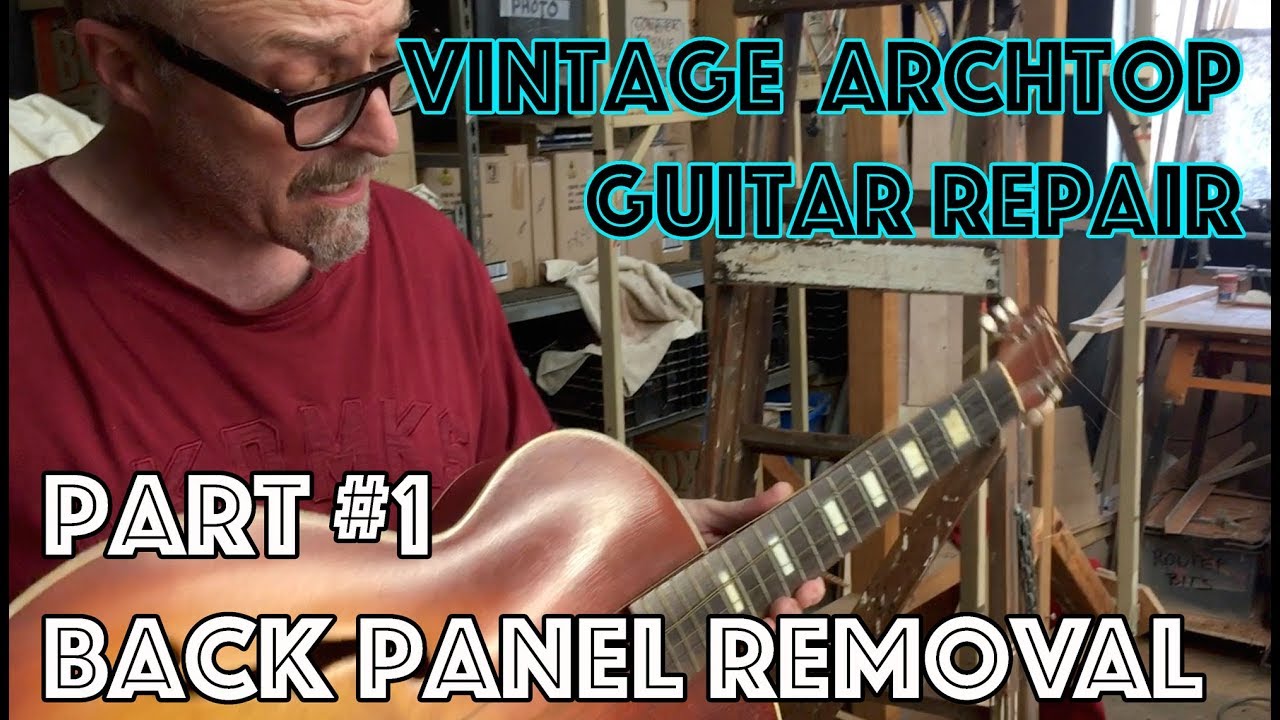 Part1 - Removal of Backpanel - 1962 Silvertone Archtop repair - Peterman Workshop