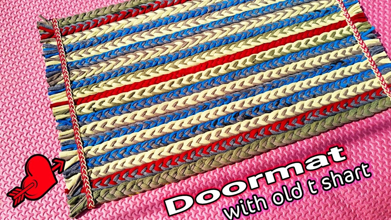 How To Make Door Mat Using T Shirt 2 , Old t shirt doormat , old t shirt doormat ساخت اسان پای پاک ،
