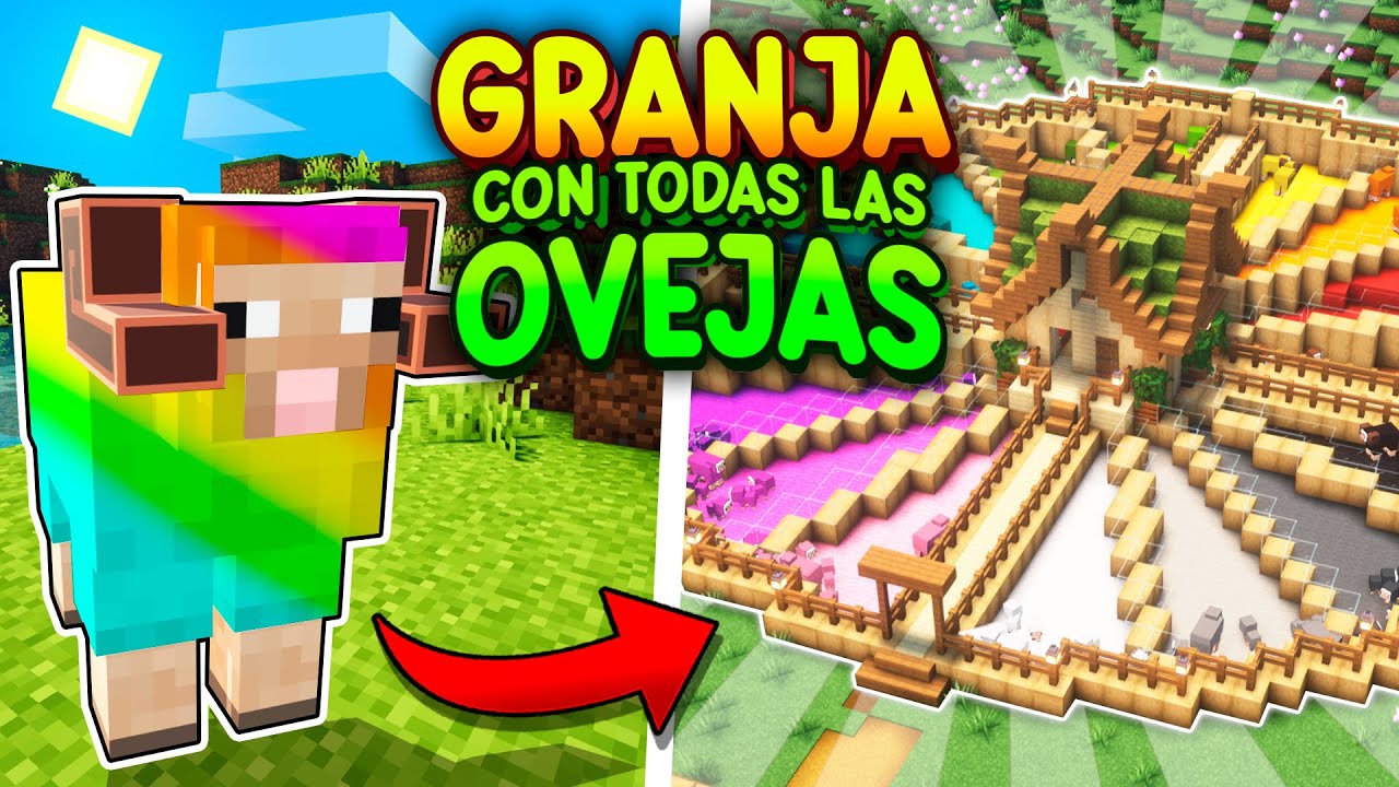 Construí una MEGA GRANJA con OVEJAS de TODOS los COLORES en MINECRAFT 🐑🌈