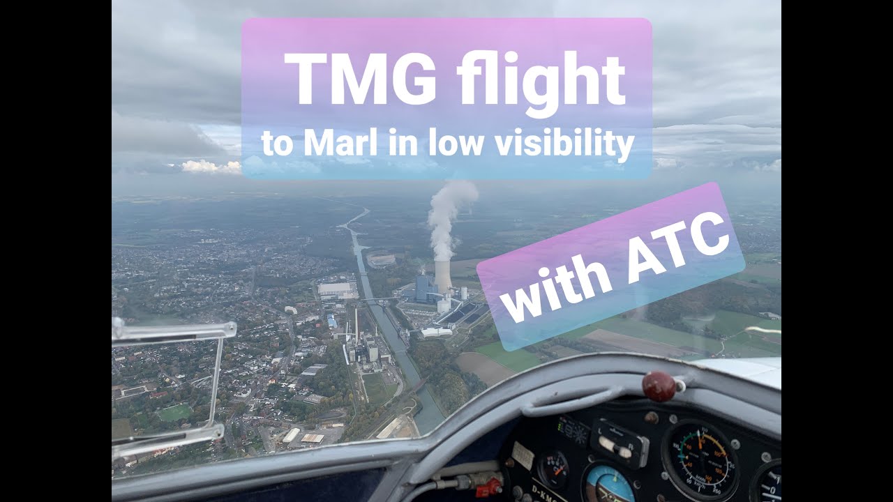 Low cloud base TMG flight from Melle to Marl in a SF25C (with ATC)