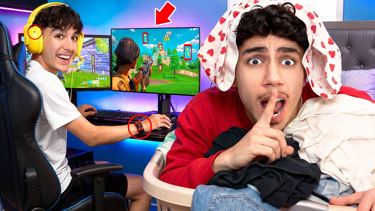 I Secretly Caught My Little Brother HACKING in Fortnite!