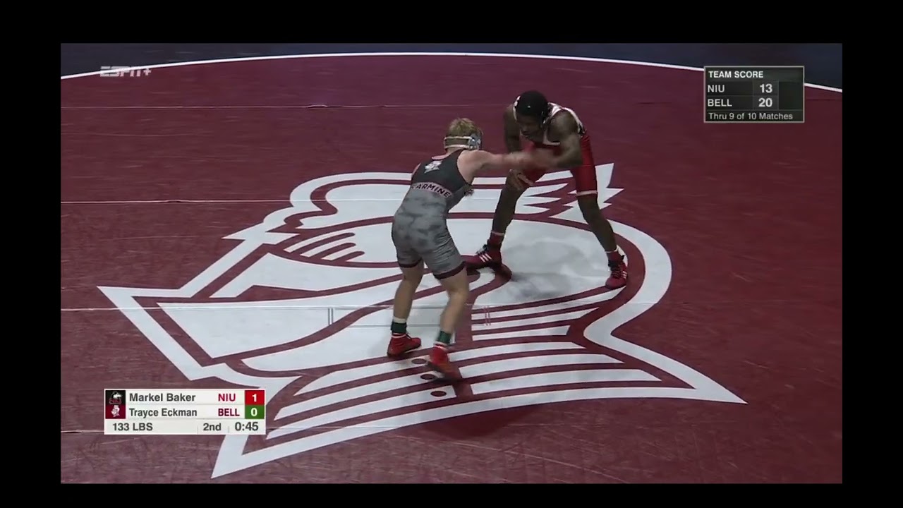 133lbs Trayce Eckman (Bellarmine) vs Markel Baker (Northern Illinois)