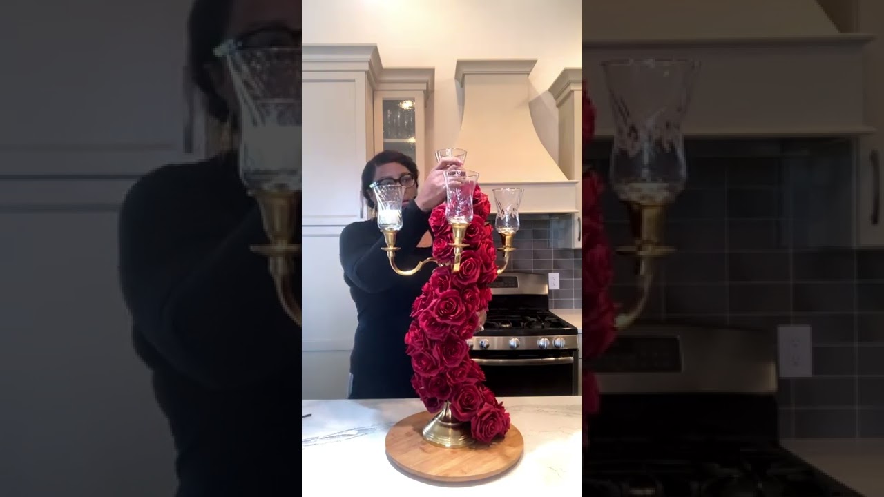Bougie on a Budget: DIY Candelabra Centerpiece with Red Roses 🌹✨
