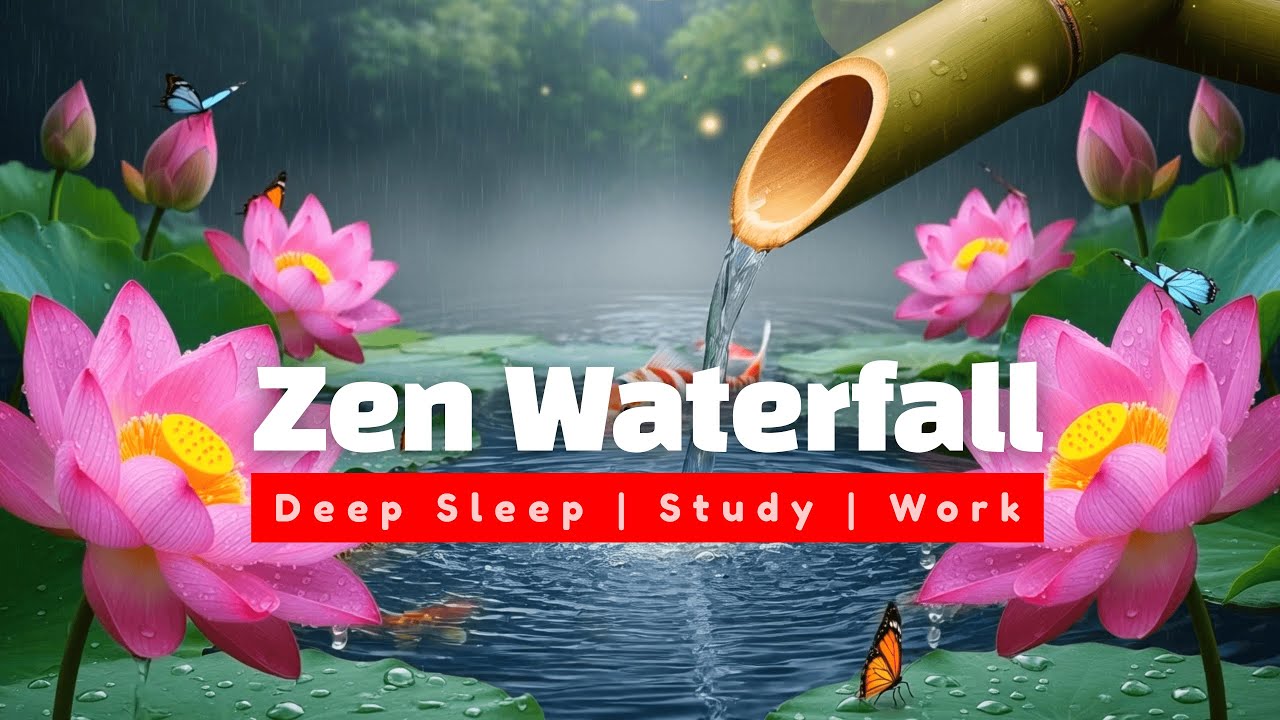 LIVE 🔴 27/7: Relaxing Waterfall Sounds for Deep Sleep | Soft Piano Music and Relaxation.