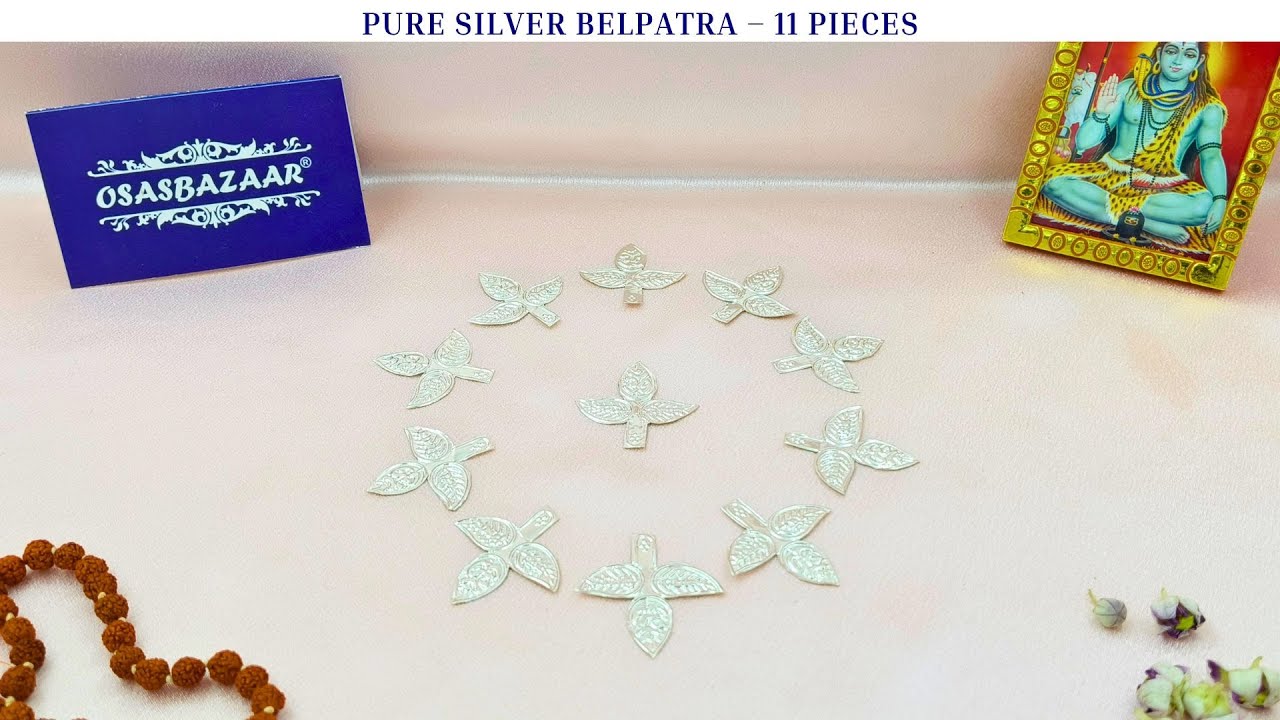 Pure Silver Belpatra 11 pieces | Must Have Bilva Leaf Set for Daily Shiv Puja | Osasbazaar 
