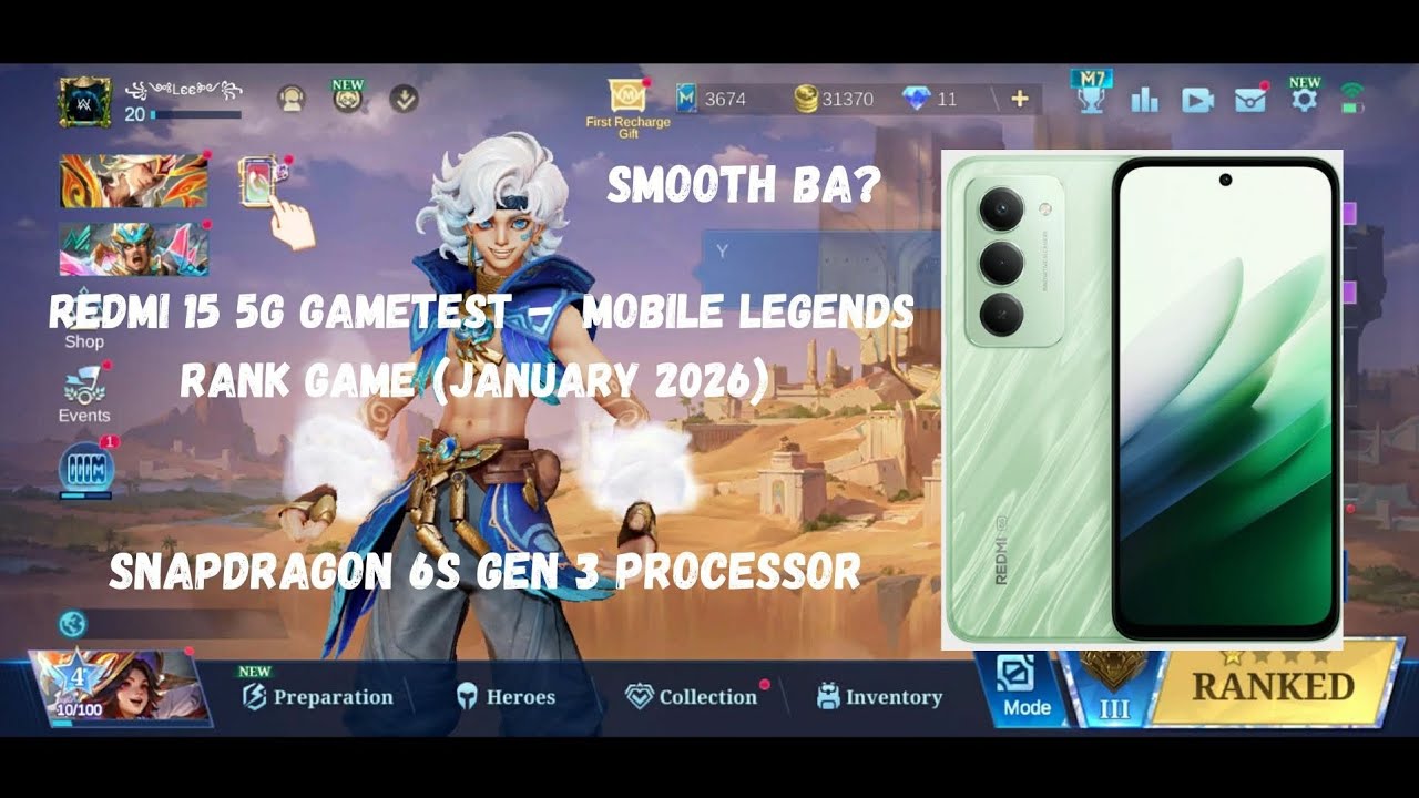 Redmi 15 5G Gametest - Mobile Legends Rank Game (January 2026) | Snapdragon 6s Gen 3 5G 