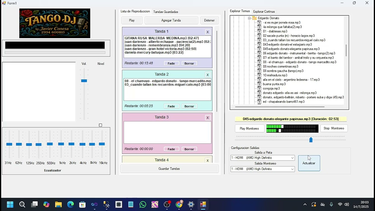 Tango DJ, software para Musicalizar Milongas
