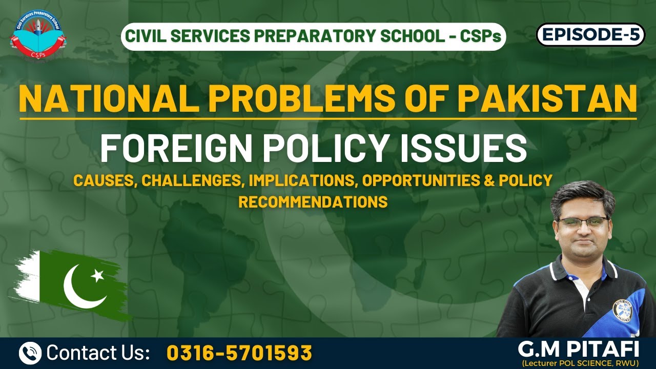 National Problems of Pakistan | Foreign Policy Issues of Pakistan | #5 | GM Pitafi | CSPs Academy