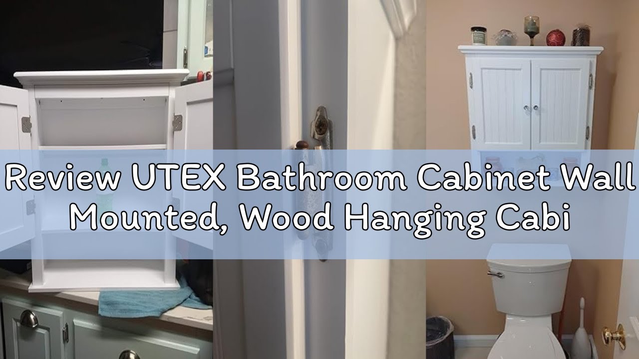 Review UTEX Bathroom Cabinet Wall Mounted, Wood Hanging Cabinet, Wall Cabinets with Doors and Shelve