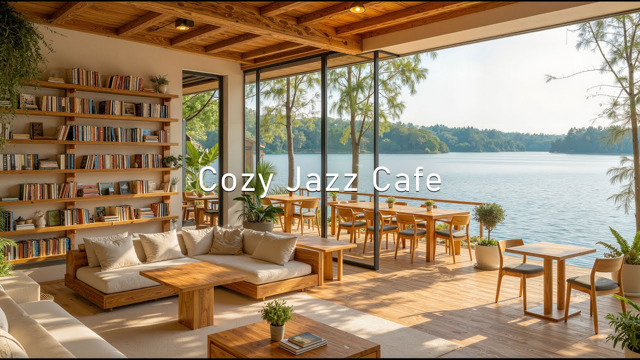 Elegant Jazz Cafe by the Lake | Calm Indoor Jazz Music for Focus and Mental Ease