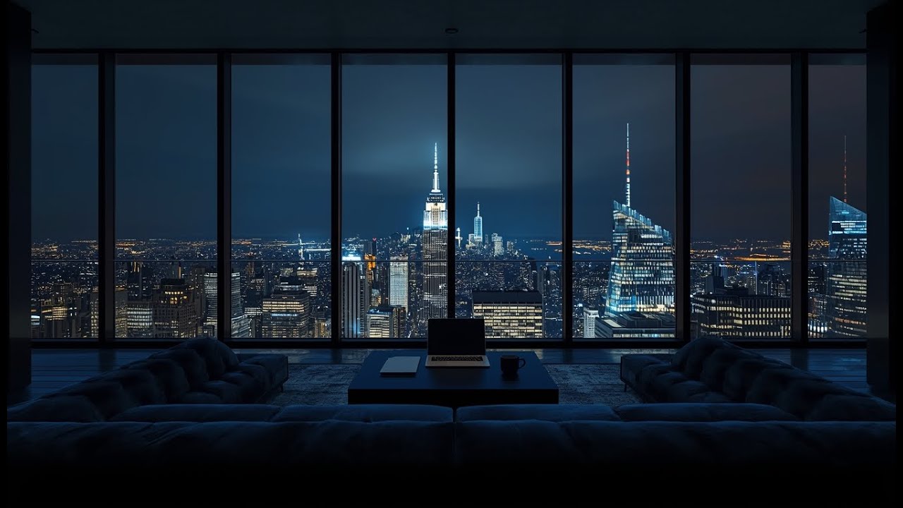 NYC City Night Rain ( NO ADS ) 🌧️ Cozy Penthouse View | Deep Sleep & Relaxing Ambience