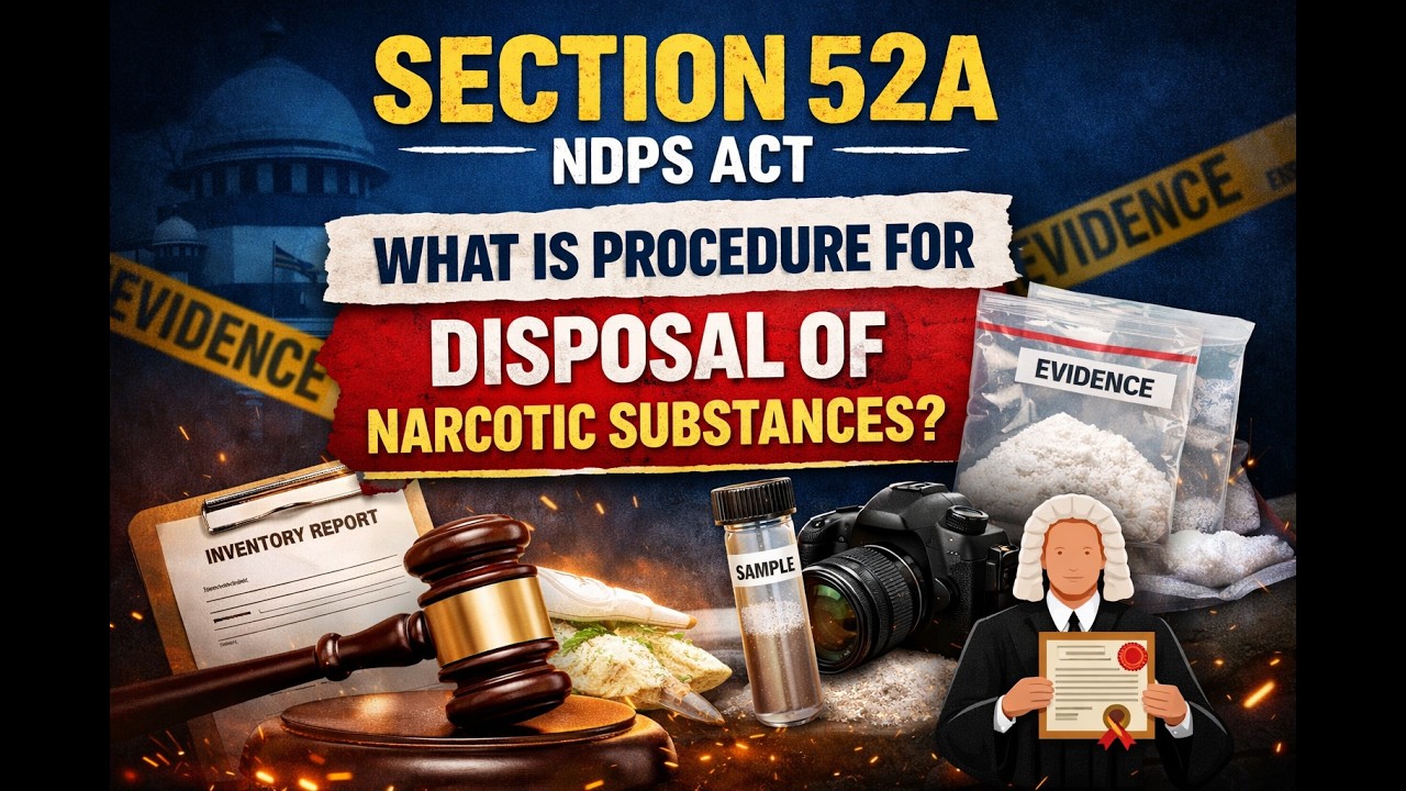 What is a procedure for disposal of Narcotic Substance, Section 52A, NDPS Act | UP HJS Examination
