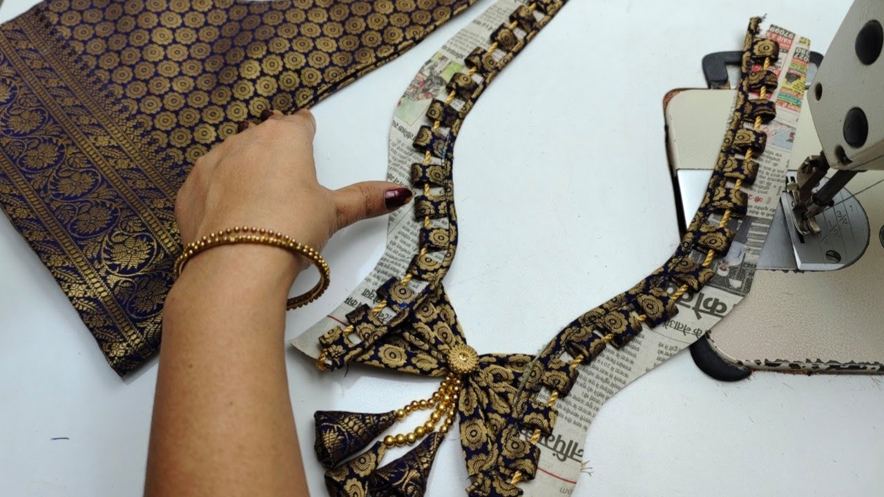 Very stylish back neck blouse design cutting and stitching full video