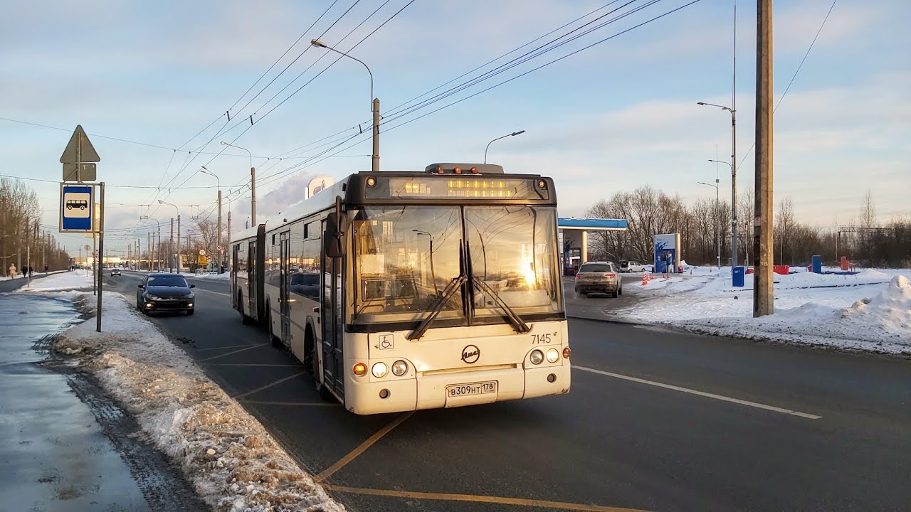 Автобус, маршрут №56 (в объезд по Малой Карпатской и Я. Гашека) ЛиАЗ-6213.20 б.7145 (05.02.2023) СПб