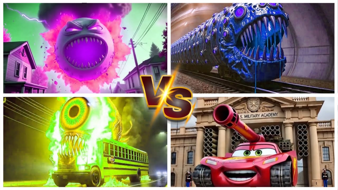 🌌Lunar Moon vs Train Eater vs School Bus Monster vs McQueen Tank &ndash; Tiles Hop✨