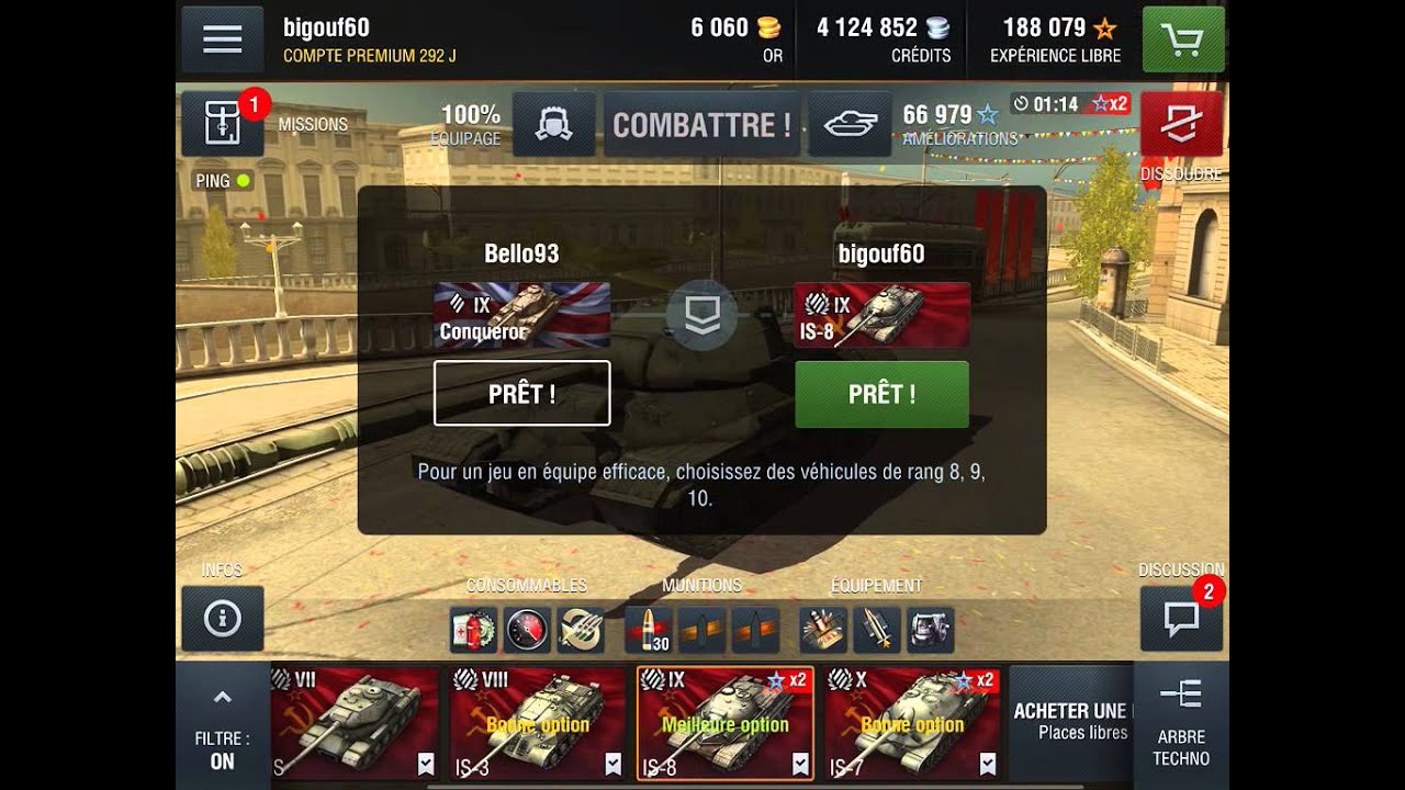 World of tanks blitz ( KV-1S,IS,IS-3,IS-8,IS-7) tiers 6 &agrave; 10