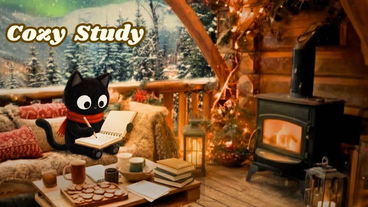 Snowy Morning in a Cozy Fireplace Room ❄️ Sunlight Through Frosted Windows | Soft Lofi Jazz