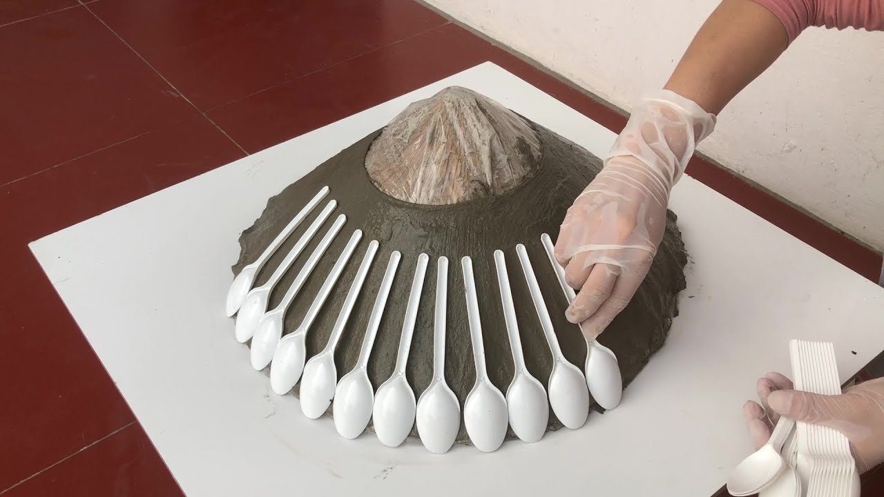 Amazing ideas from plastic spoons and cement - How to decorate your home to become beautiful