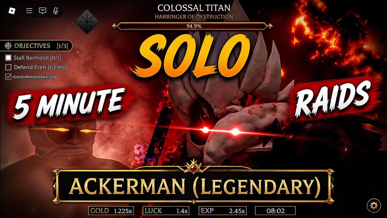 How I SOLO the colossal titan raid with ACKERMANN...... (Build Showcase)