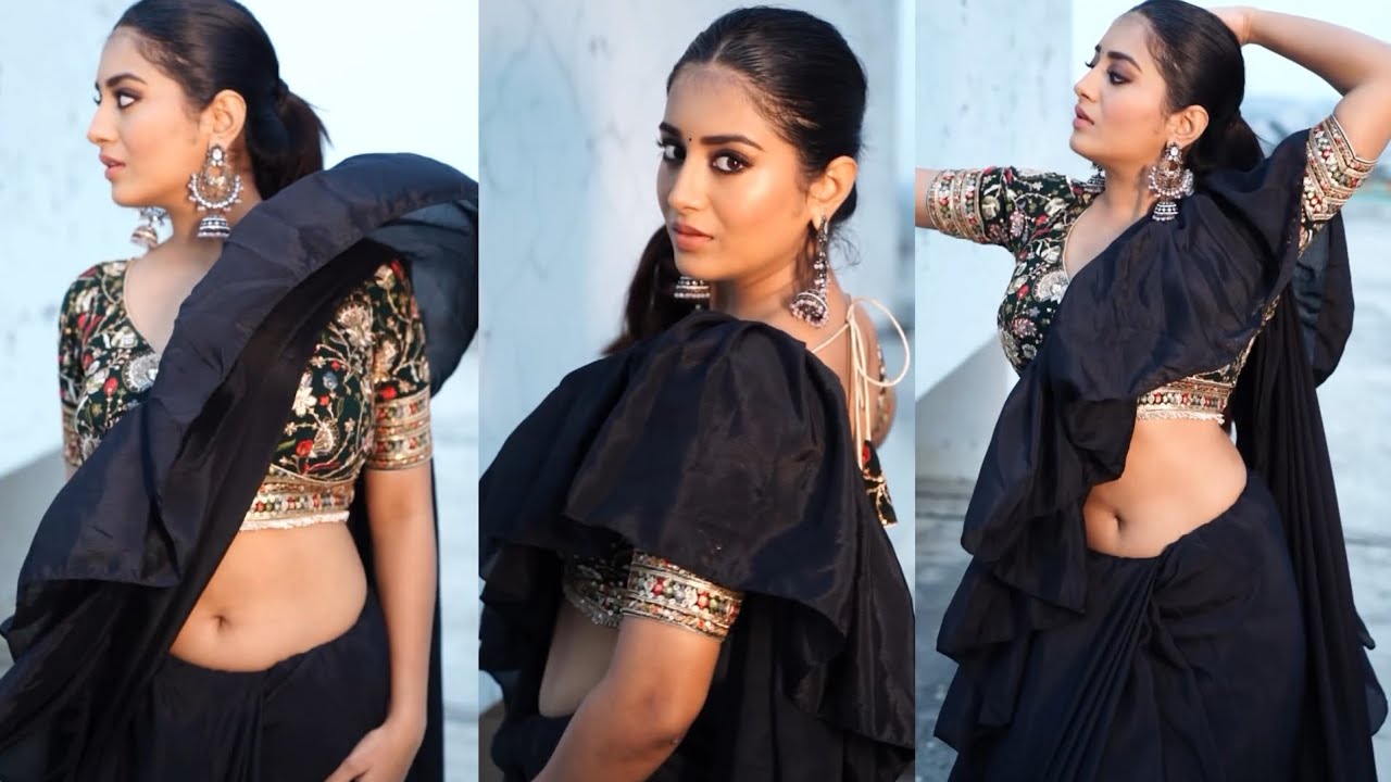 Desi Diva indian beauty in black saree glamorous sexy fashion traditional  looks
