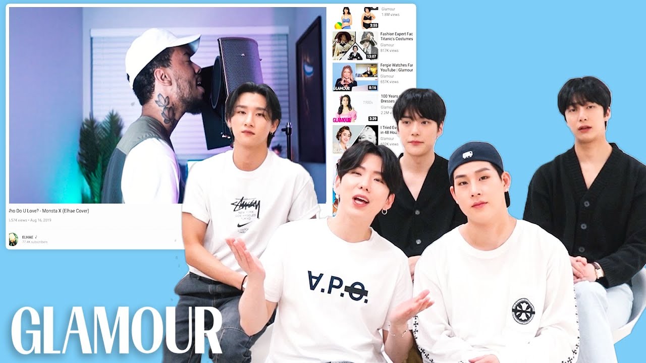 Monsta X Watches Fan Covers on YouTube - Part 3 | Glamour