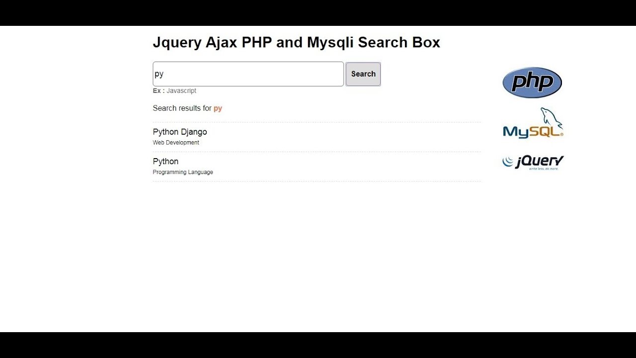 Jquery Ajax PHP and Mysqli Search Box