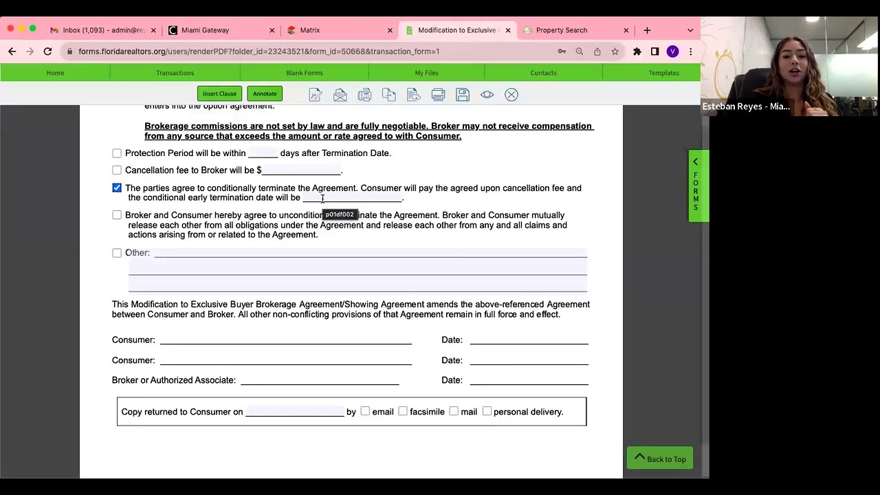Modification to Exclusive Buyer Broker Agreement SOP