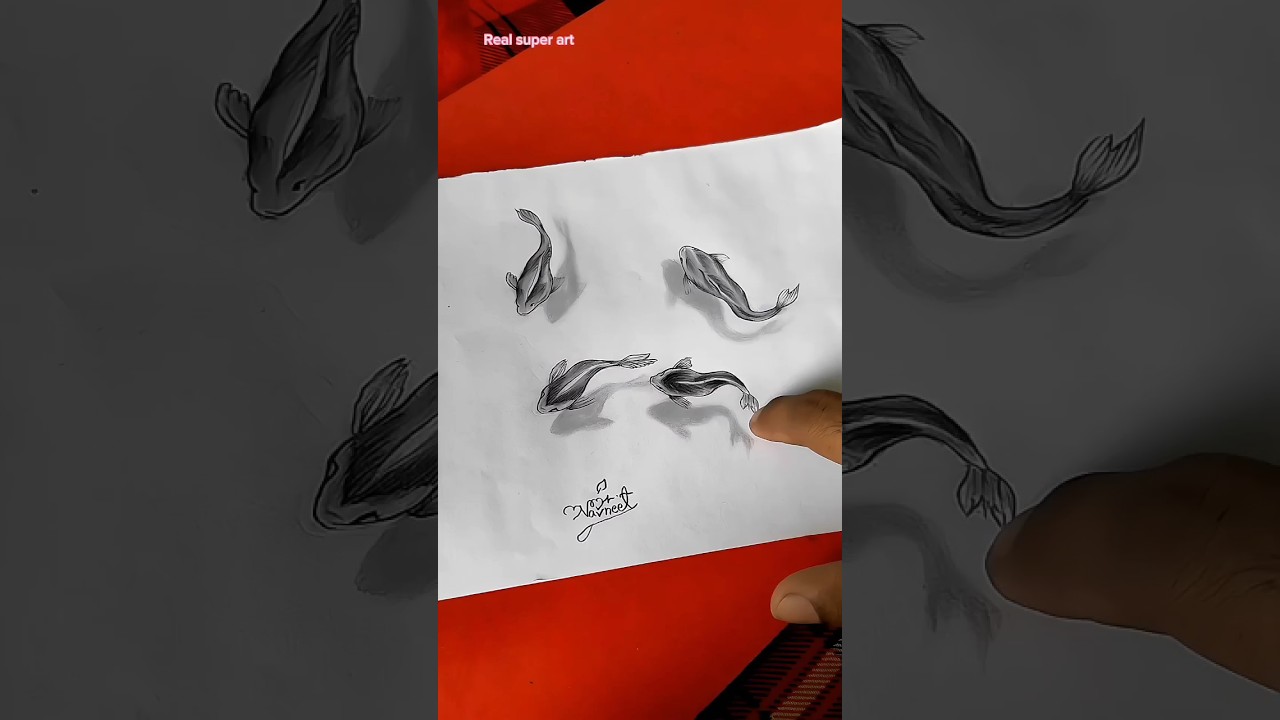 how to draw realistic 3D fish drawing 