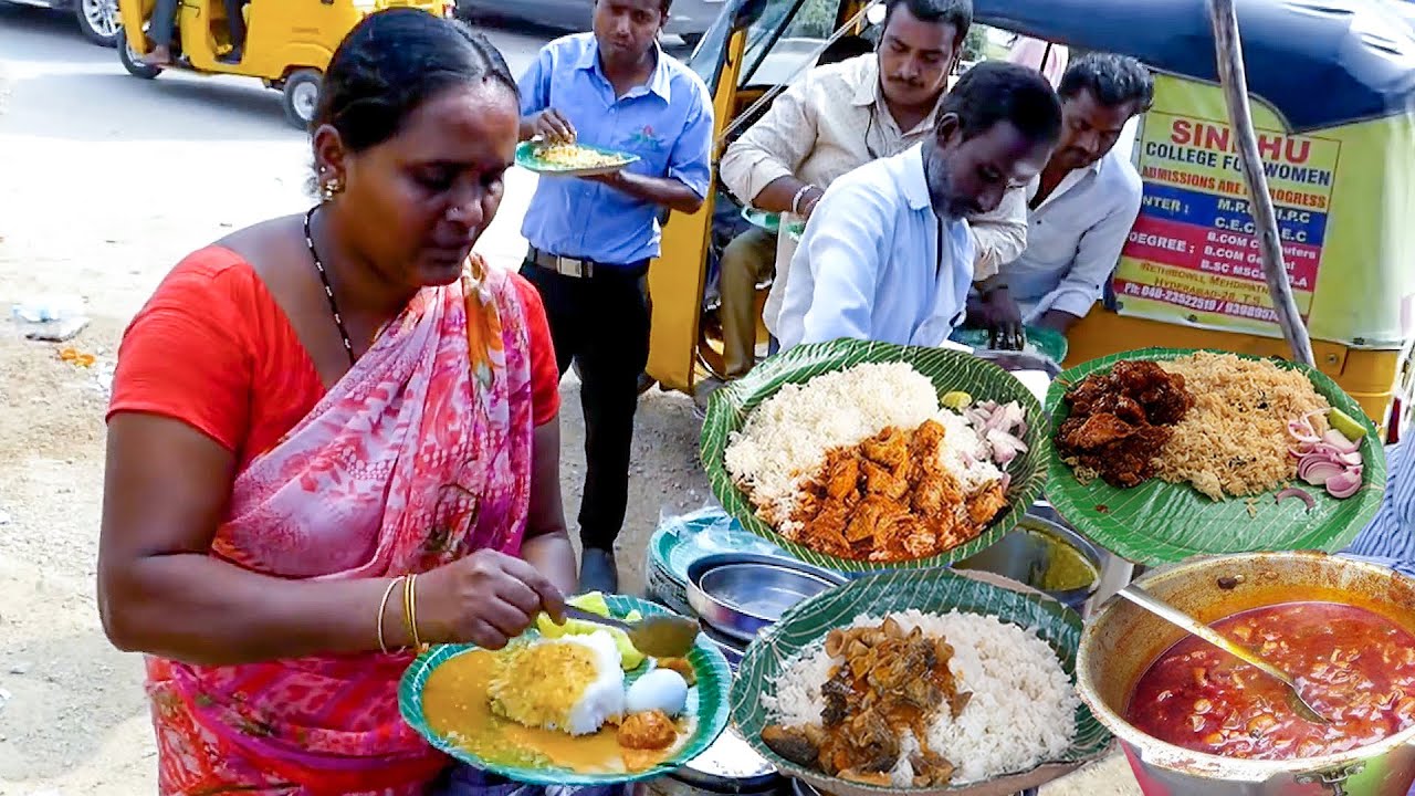 Cheapest RoadSide Unlimited Meals | Indian Street Food | #Meals #Vegmeals #NonVegMeals
