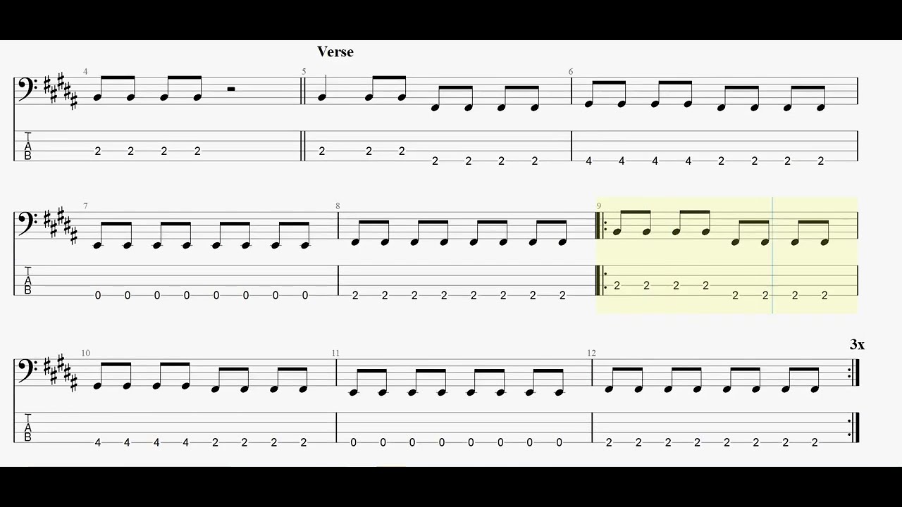 愛する人　【FOMARE】　ベースtab譜