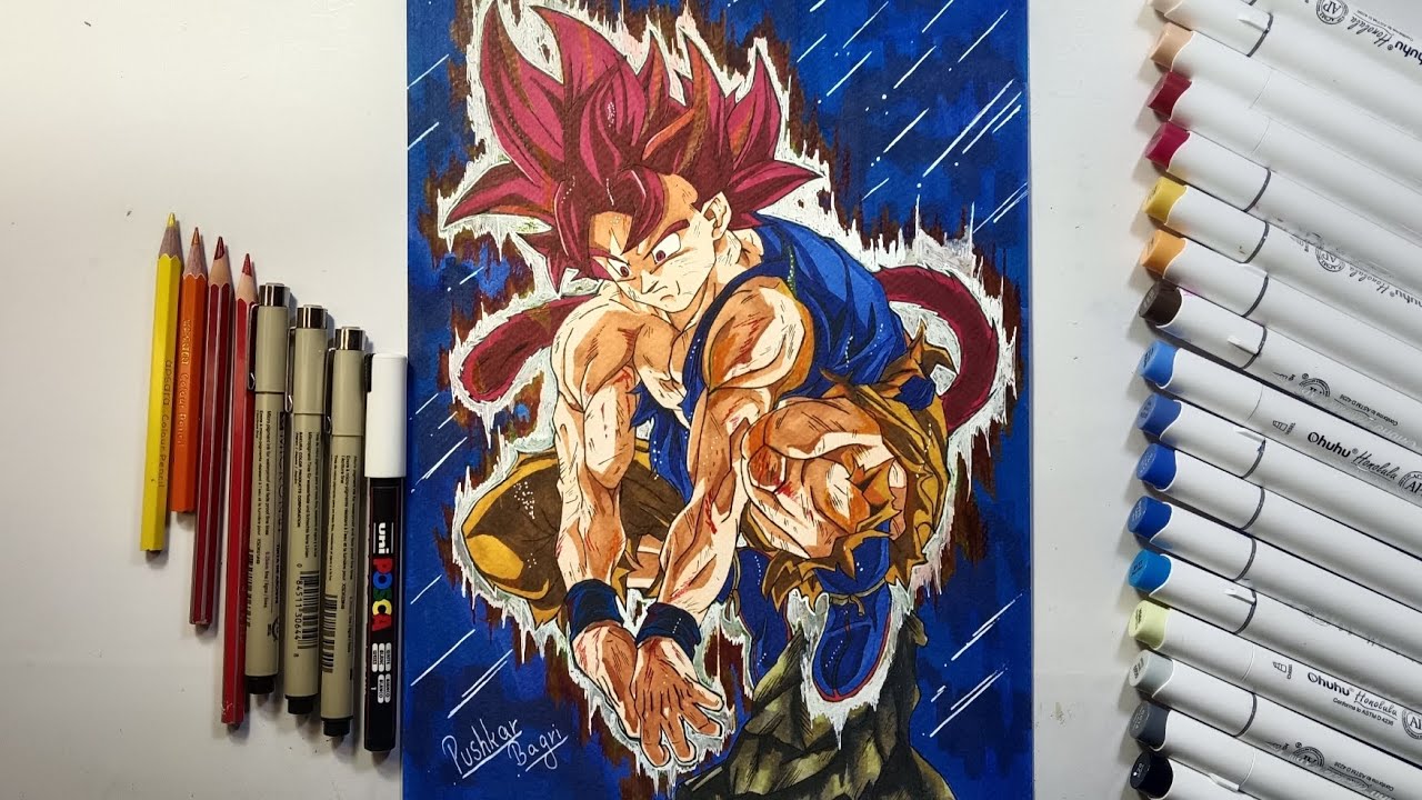 HOW TO DRAW GOKU SUPER SAIYAN GOD 