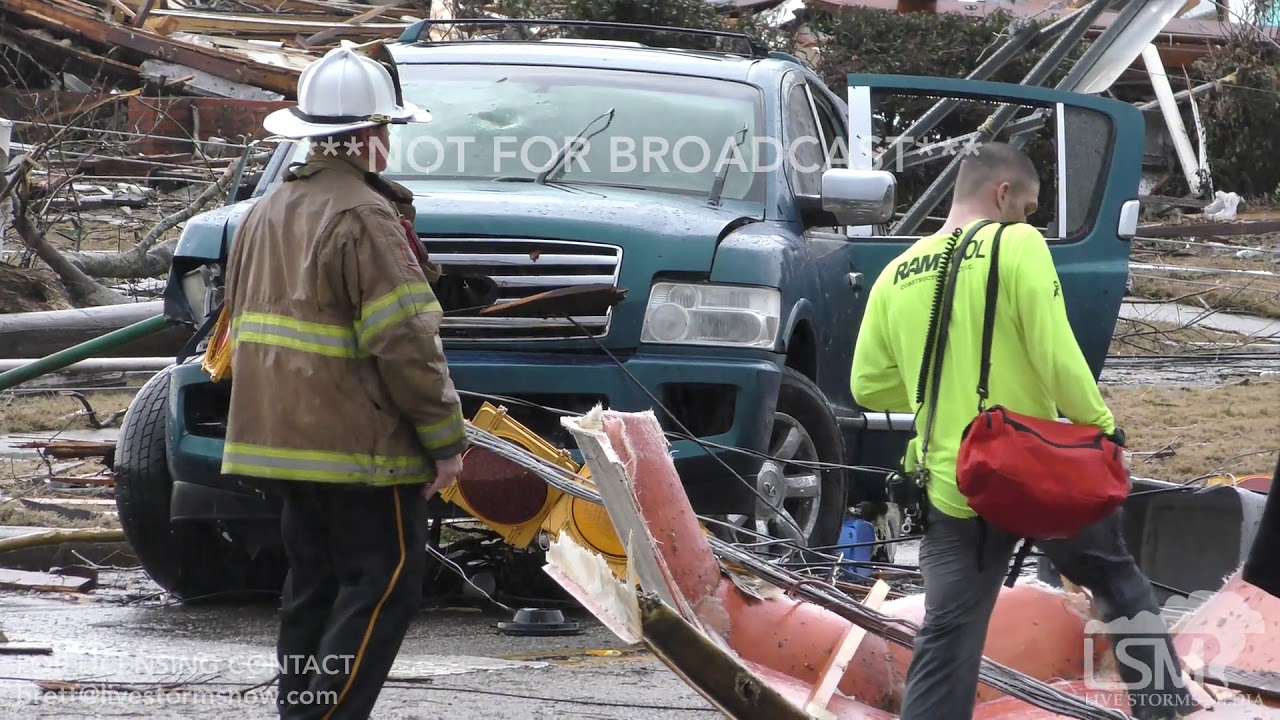 1-19-19 Wetumpka, Alabama - Severe Damage - Businesses Flattened - S&R - Debris in Coosa River 4K