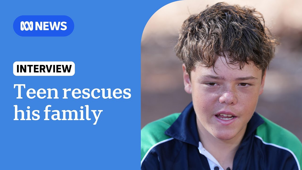 13yo boy recounts heroic 4km swim to save his family stranded at sea | ABC NEWS