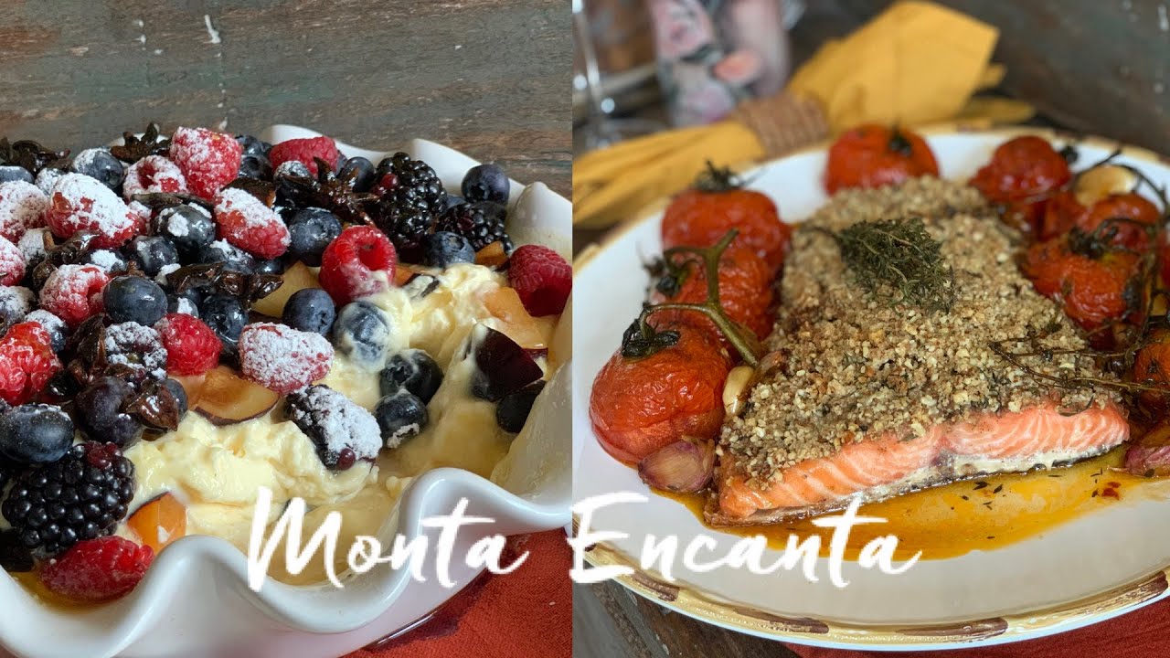 Salm&atilde;o do Chile  em crosta crocante de am&ecirc;ndoas com nozes low carb
