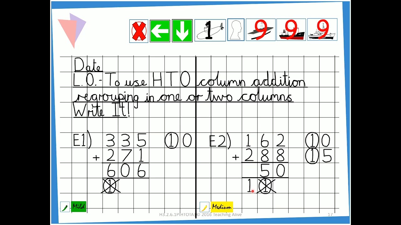 Home Practise It!: Column Addition- HTO Regrouping in One or Two Columns (audio only)