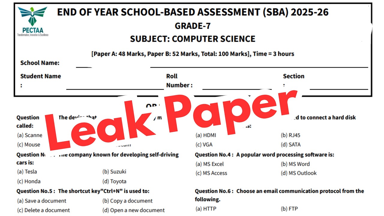 7th Class Computer Final Term 2026 Paper Leak