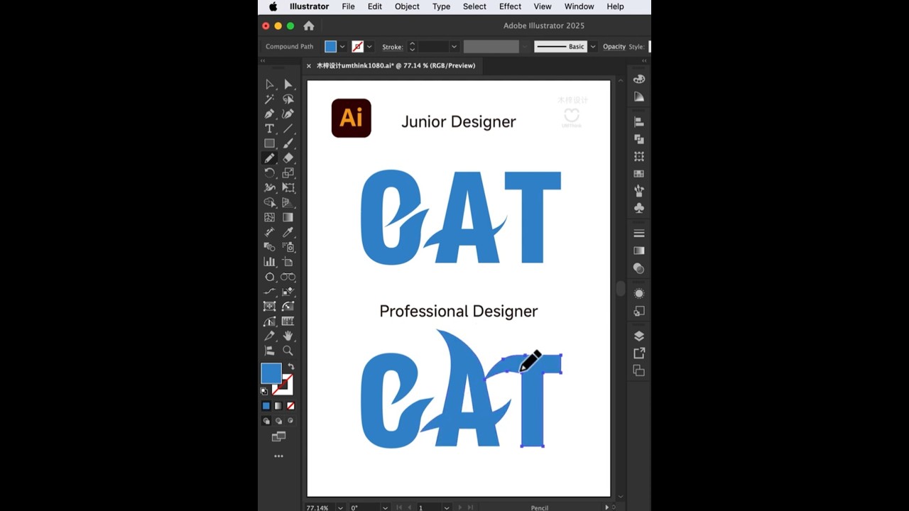 Design a handwritten font LOGO in illustrator in 3 seconds