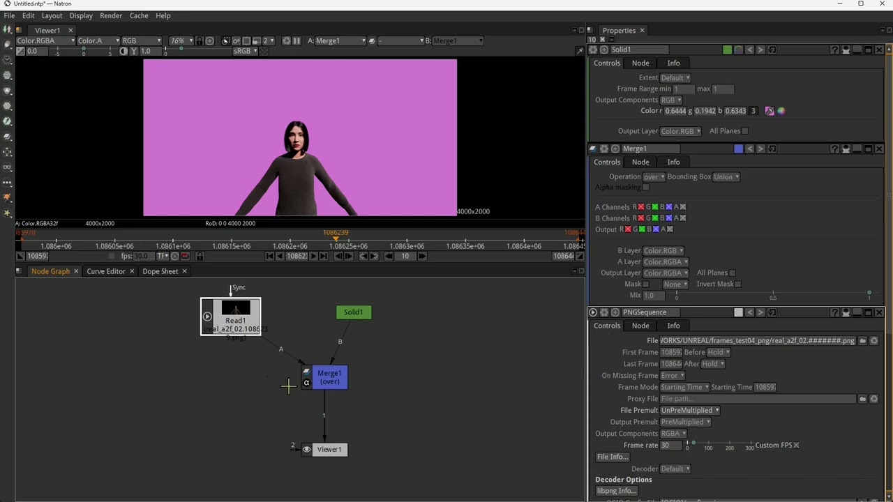 Videoguide - Convert Image Sequence in Video with Natron, PNG Frames from 3D Animation in Unreal
