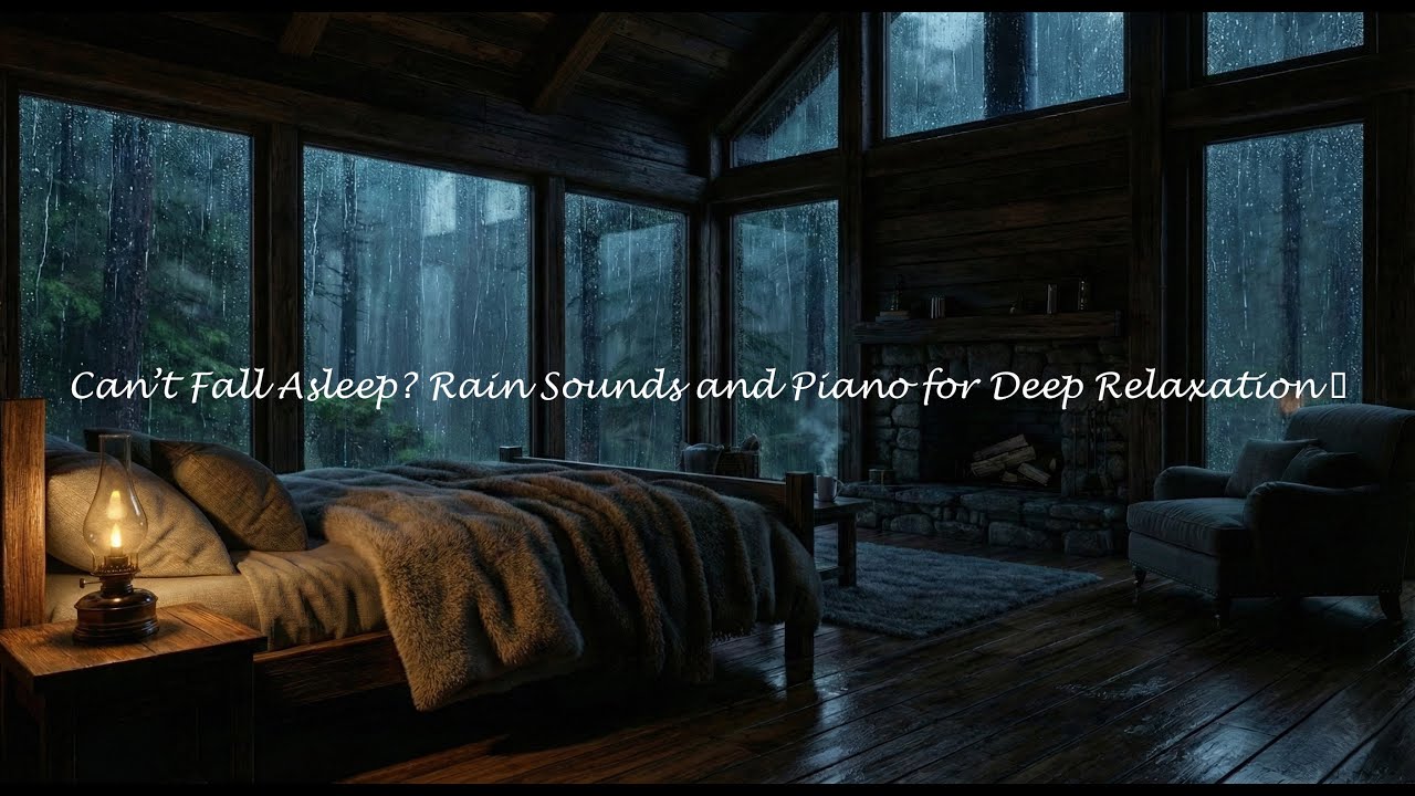Long Calm Night with Rain Sounds and Soft Piano Music 😴 #t1N