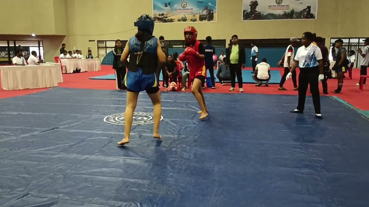 69th  SGFI Jharkhand Wushu championship Khelgaon Hotwar Ranchi 🛑 vs 🔵 52 kg final 2025 