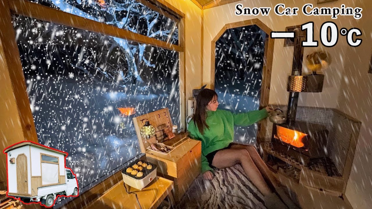 Наслаждаюсь теплом дровяной печи и пейзажем из легкого грузовика в снежный день при температуре-10°C