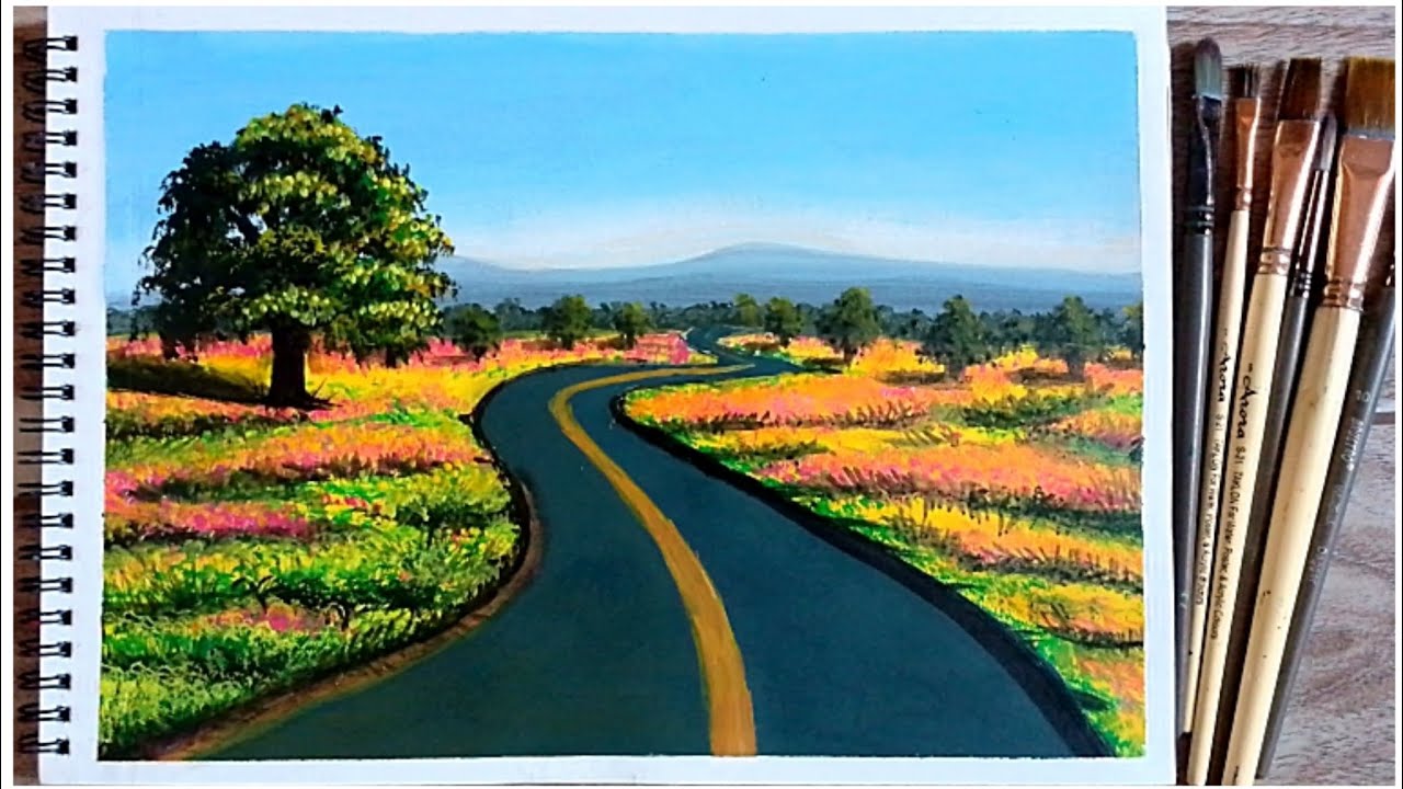Peaceful Landscape Painting || Acrylic Painting for Beginners || Relaxing Painting 