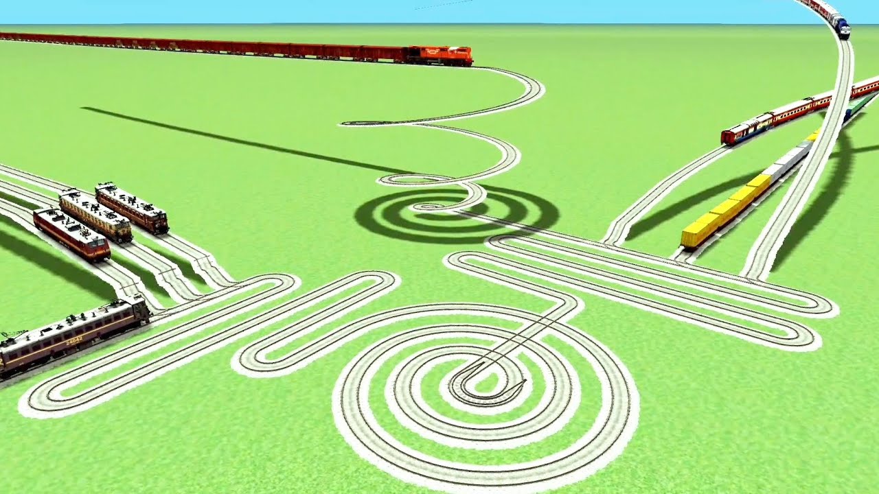 CROSSING 🐍CIRCLES WITH CURV ZIG ZAG SQUARE CIRCLE💞 RAILROAD RAILWORK BEANG DRIVE TRAIN SIMULATOR 
