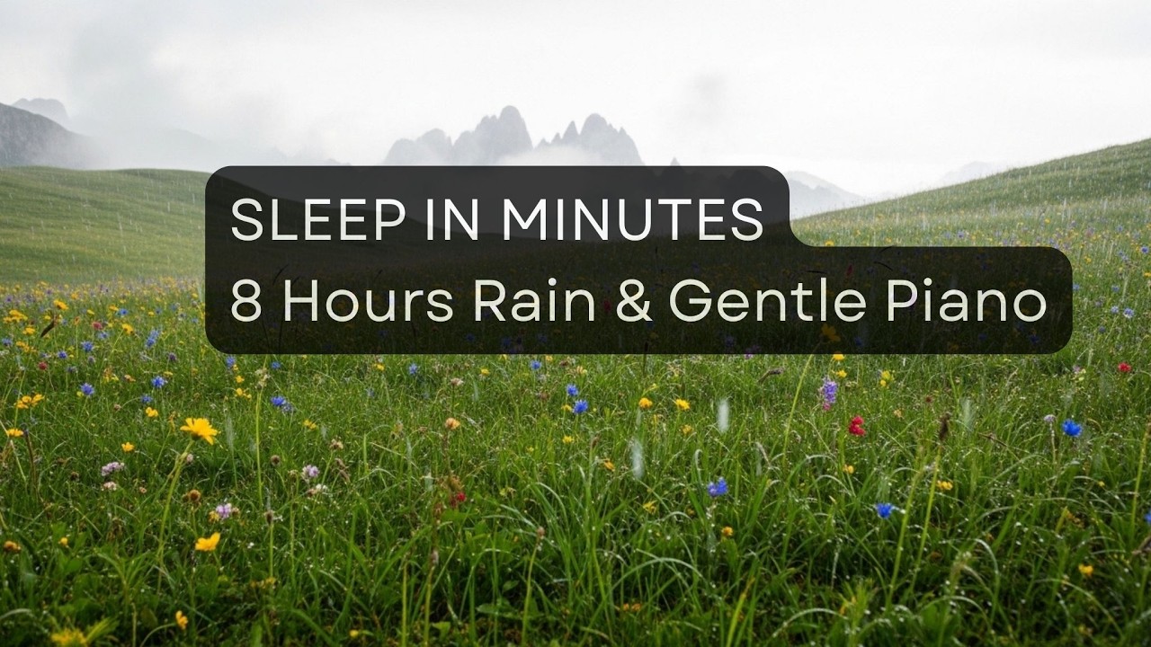 8 Hours Relaxing Rain Sounds with Soft Piano Music | Sleep Instantly | Deep Healing Meadow