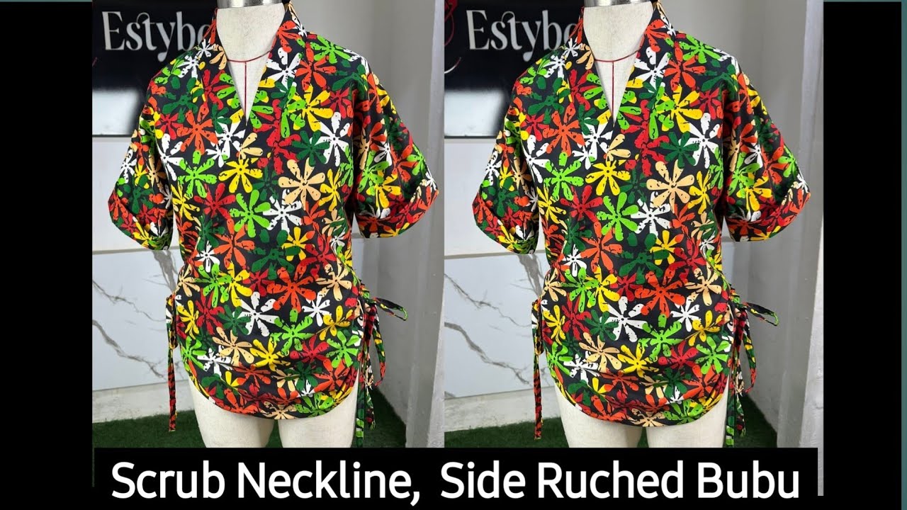 How to cut and sew ruched bubu top with v shape neckline | drawstring bubu top