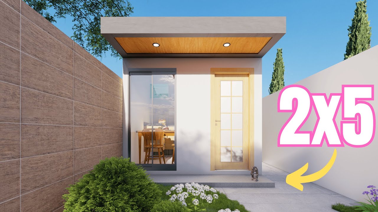 Projeto de casa pequena de 2x5 - com um design simples e confortável