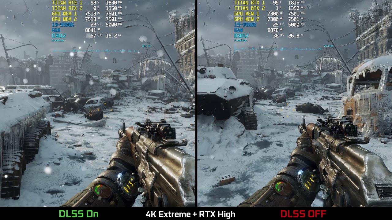 Metro Exodus 4K RTX DLSS ON VS OFF - TITAN RTX